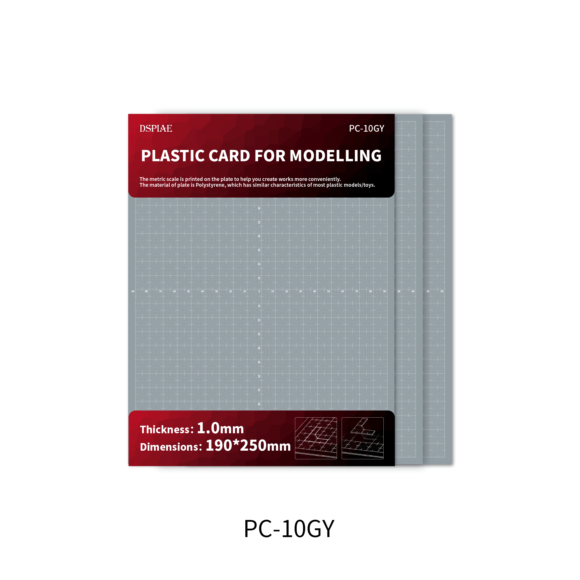 DSPIAE - PC-10GY Plastic Card For Modelling 1.0MM