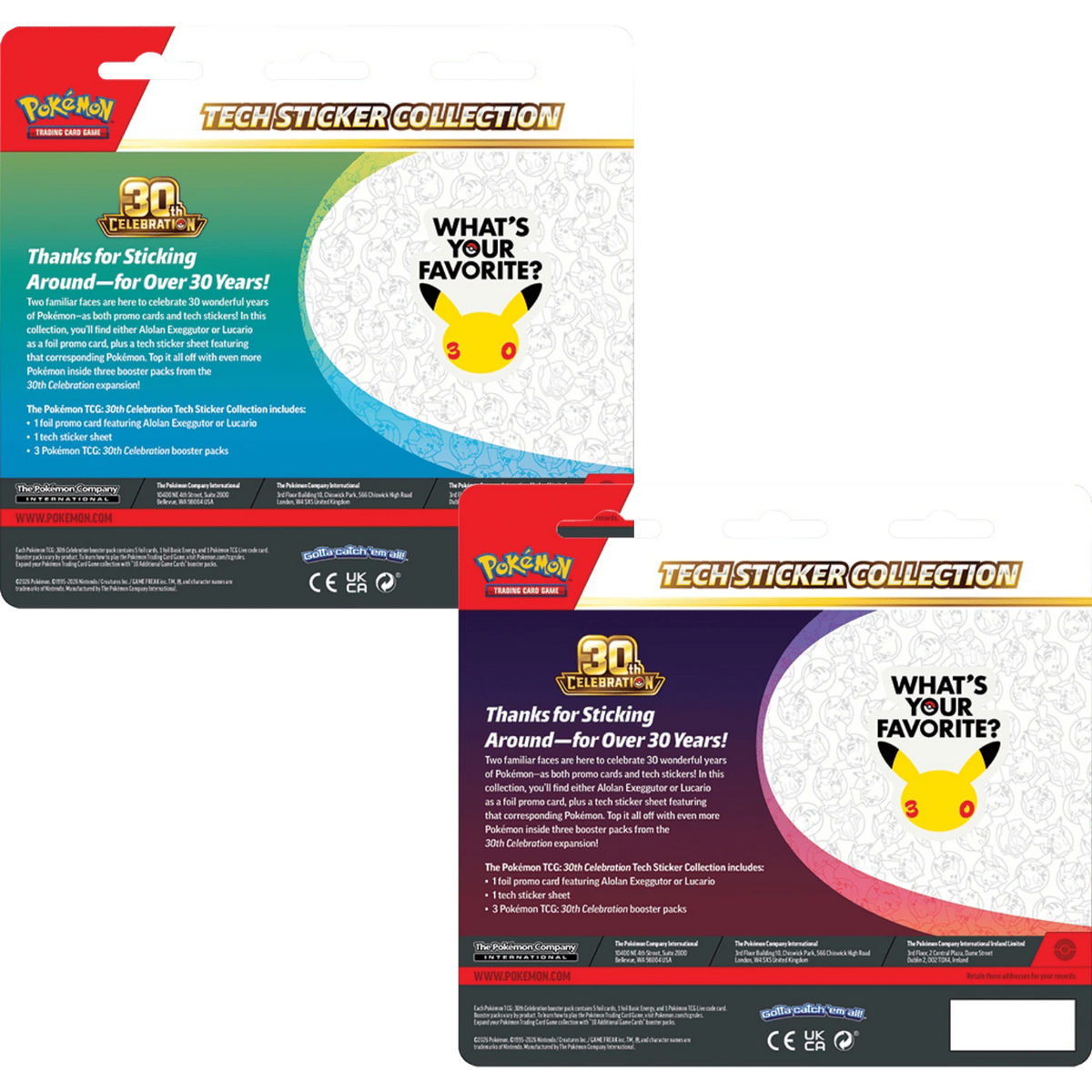 Pokemon TCG - 30th Celebration - Alolan Exeggutor/Lucario[Tech Sticker Collection][12 Pack]