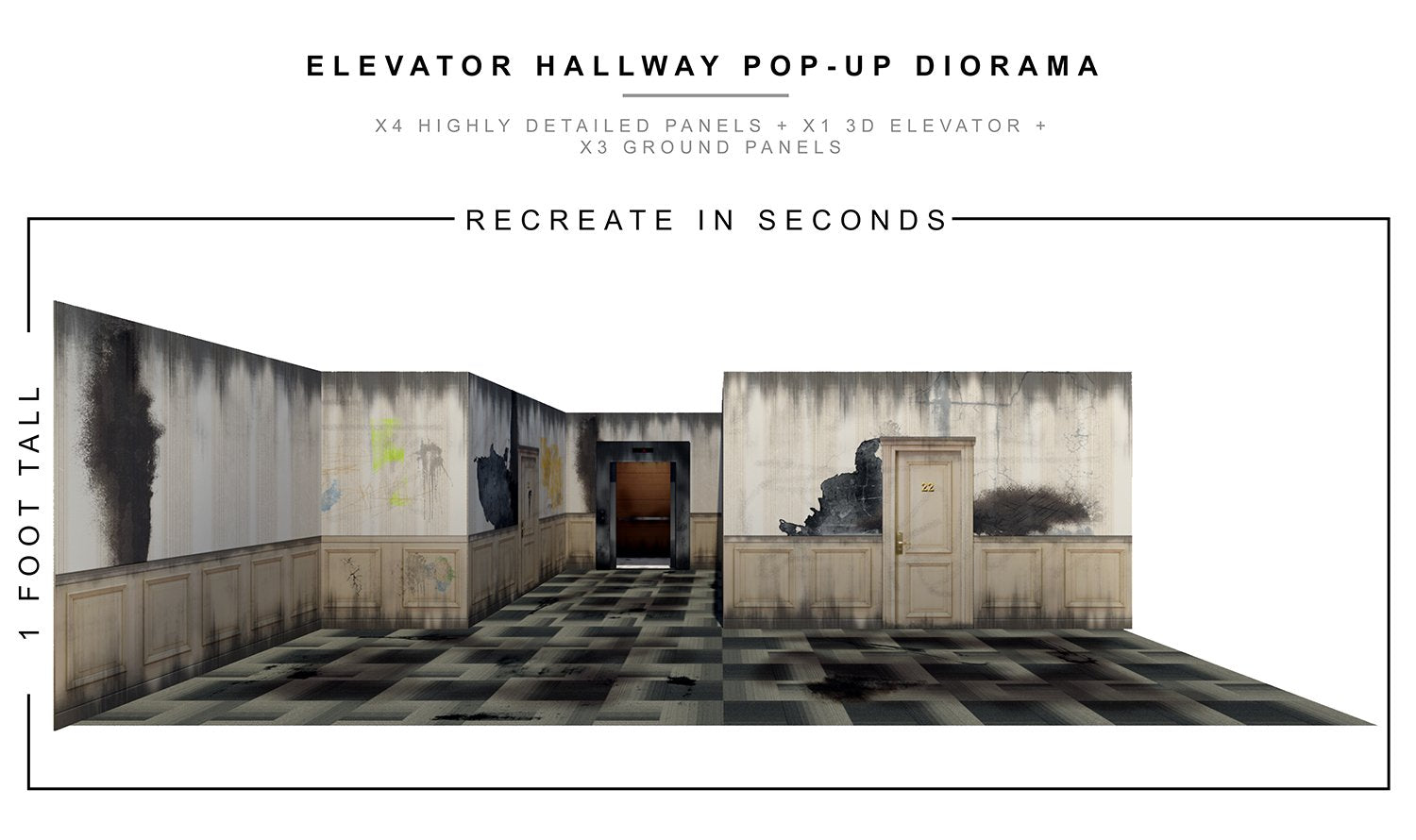 Elevator Hallway Pop-Up Diorama 1/12