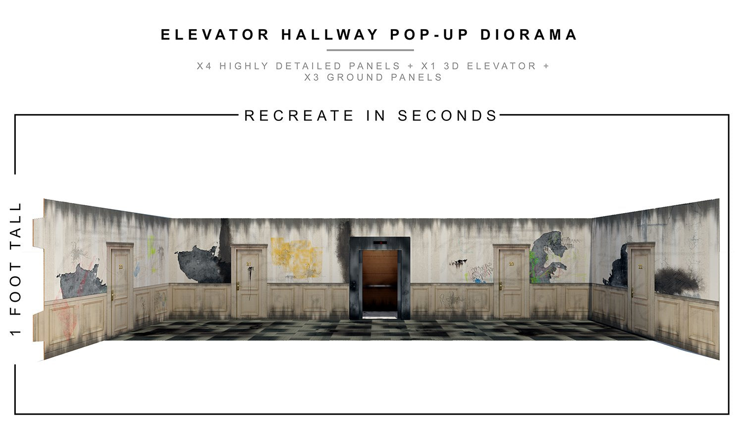 Elevator Hallway Pop-Up Diorama 1/12